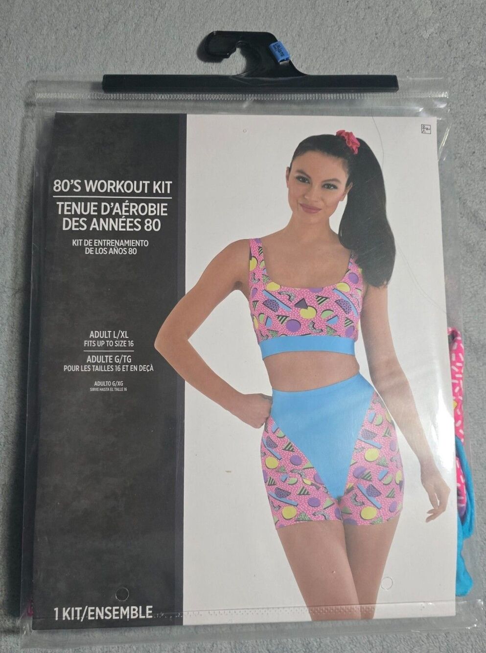 80's Workout Kit with Pink and Blue Design- Adult Costume- Size L/XL- New